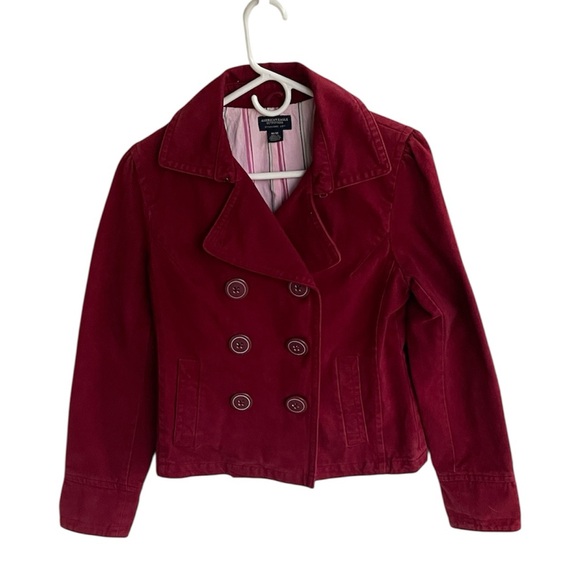 American Eagle Outfitters double breasted lined Raspberry Jacket Size Medium - Picture 1 of 7